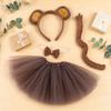 Girls Costume Set with Headband Tie Tail and Skirt for Halloween Party