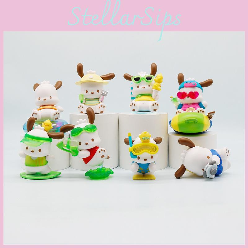 Swimming Sunglasses Pochacco Ring Ice Cream Cartoon Model Set Figurine Ornament