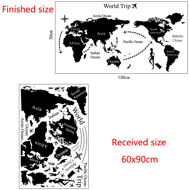 World Map Wall Sticker Large Removable Vinyl Decal for Travel Theme Office Study Room Home Decoration