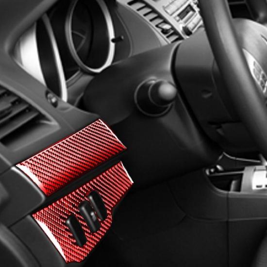 2Pcs Red Carbon Fiber Driver Side Dashboard Cover Trim For Mitsubishi Lancer