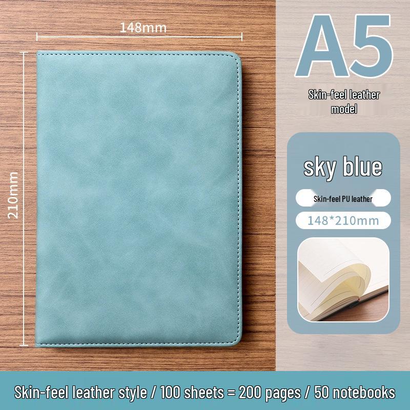 A5 Soft Leather Suede Notebook with Custom Logo - Simple B5 Business Meeting Journal, Large Thick Diary