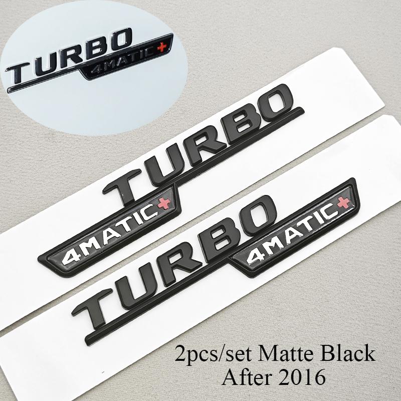 

2Pcs TURBO 4MATIC+ Emblem for Mercedes Benz AMG W213 W205 W177 W167 A45S E63S GLE53 Fender Badge Logo Sticker Car Accessories