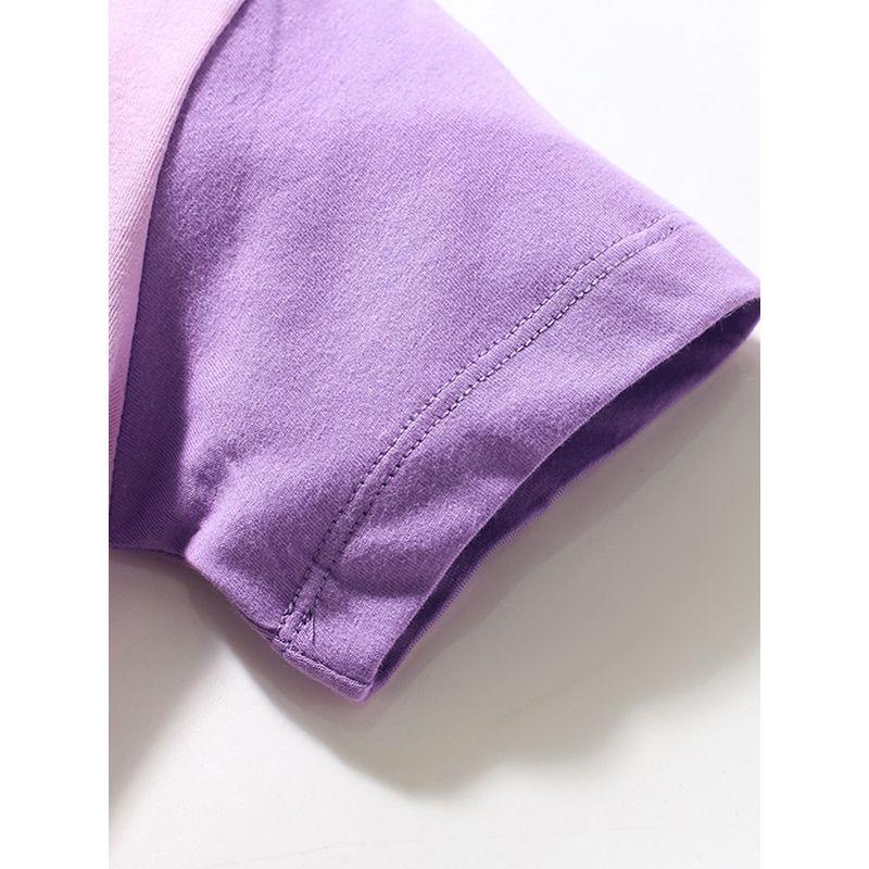 Foreign Trade Children's Clothing Girls' Round Neck Short-Sleeved T-Shirt 23 Summer Style Unicorn Base Shirt Pure Cotton Purple Top 8