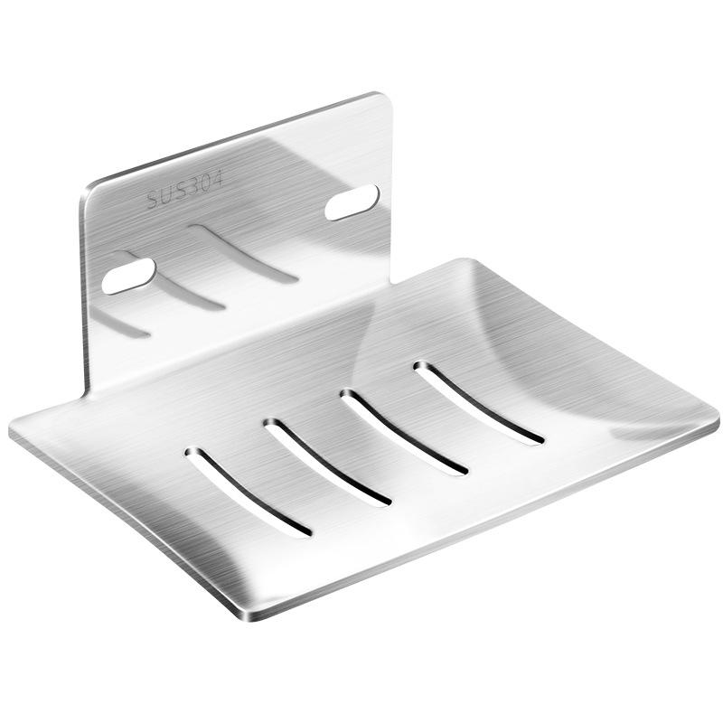 Stainless Steel No-Drill Wall-Mounted Soap Holder with Drip Tray