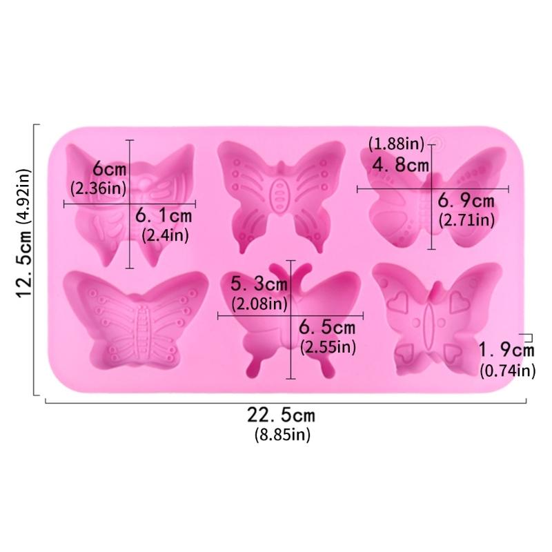 6 Cavity Butterfly Silicone Molds For Valentines Day Romance Mousses Cake Ice Creams Baked Dessert Safe Baking Tool