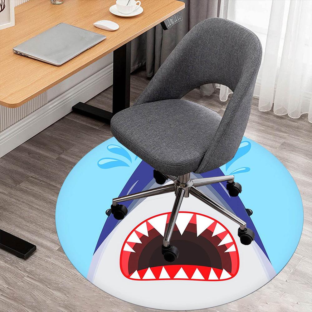 

1pc Shark Ocean Round Chair mat Area Rug - Non-Slip, Floor Mat for Office, Bedroom, Ideal home decor Christmas Gift p0811447 80cm