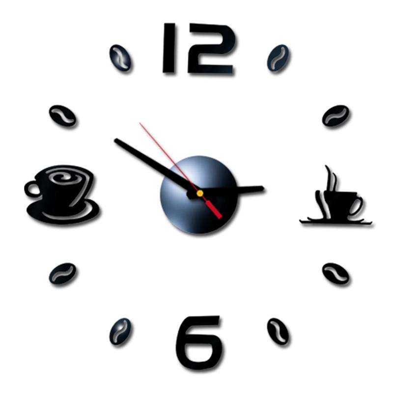 27inch Nordic Wall Clock Dining Restaurant Cafe Decorative Clocks Acrylic Mirror Wall Sticker Silent Quartz Watch Home Decor