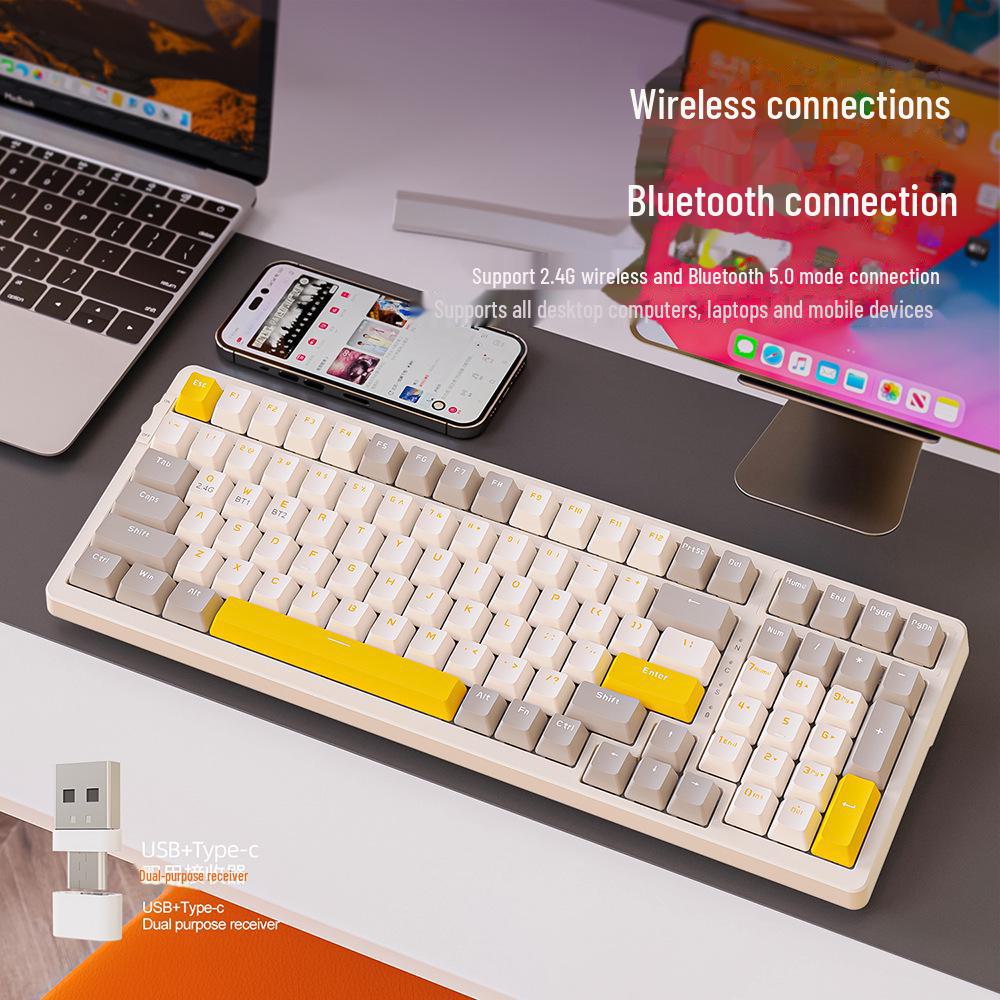 Free Wolf K96 Bluetooth Dual-Mode Hot-Swapfähige Mechanische Gaming-Tastatur