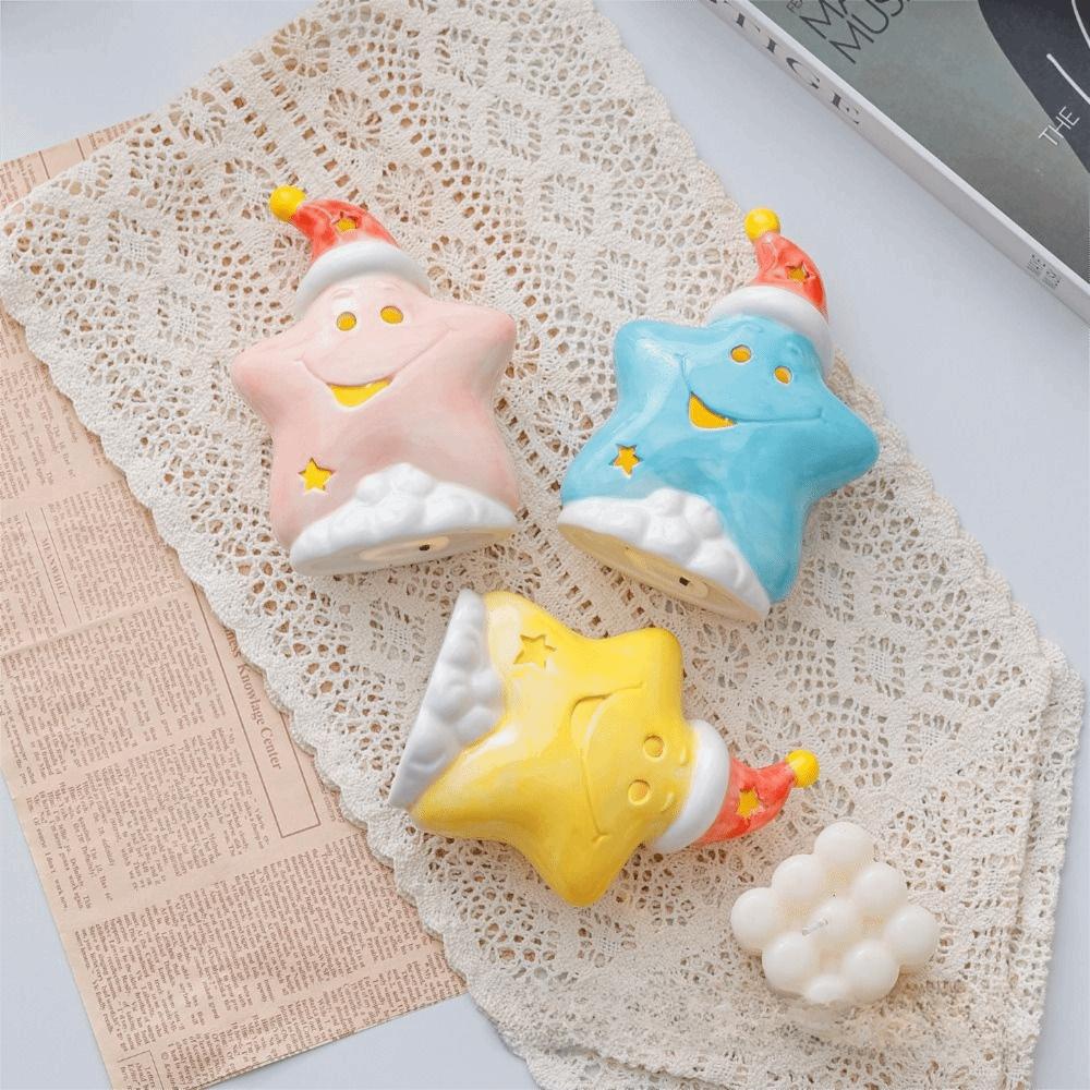 Warm Ambient Star Night Light Ceramic Material Table Ornament Festive Ceramic Lamp  Interior Spaces