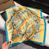 French Light Luxury Floral Small Square Scarf Simulation Silk Printing Silk Scarf Headscarf Women's Spring and Summer Scarf Temperament Scarf Scarf N