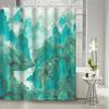 1pc Chinese Style Artistic Conception Zen Life Green Theme Mountain River Forest Tree Shower Curtain, Bathroom Decoration,