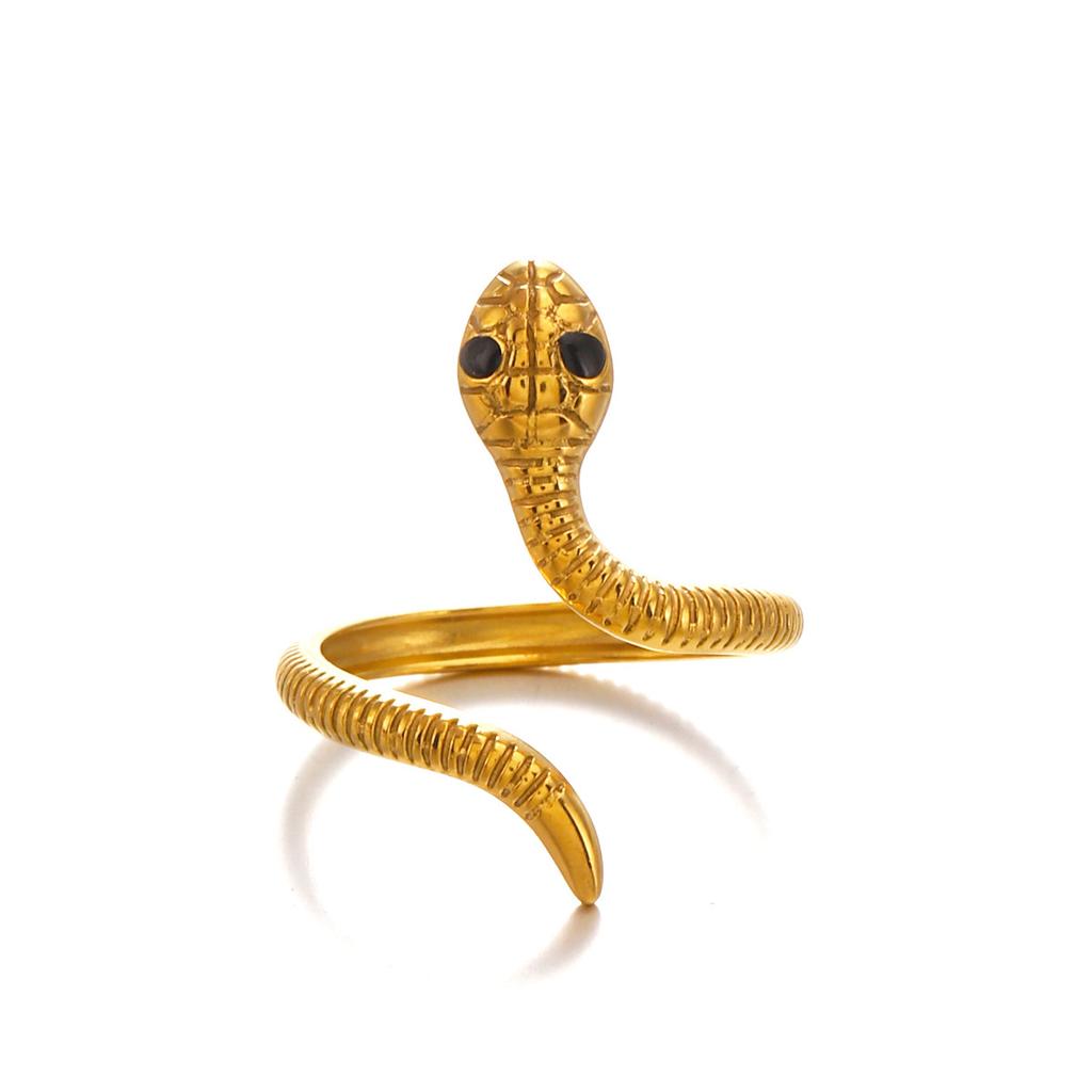 New Fashion Statement Snake Shape Stainless Steel Rings For Women Vintage Gold Color Animal Open Ring Trend Luxury Jewelry