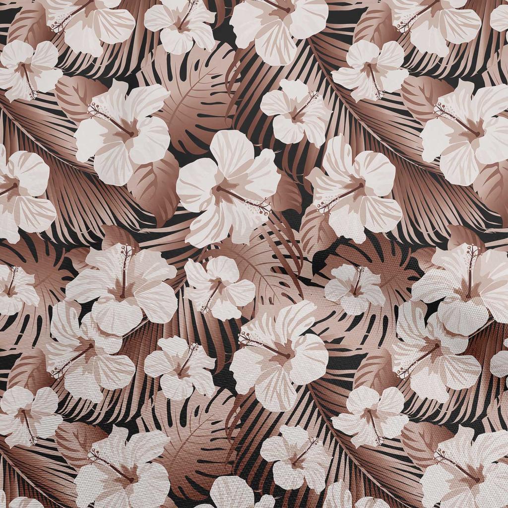 oneOone Cotton Flex Dark Rose Brown Fabric Tropical Floral Dress Material Fabric Print Fabric By The Yard 40 Inch