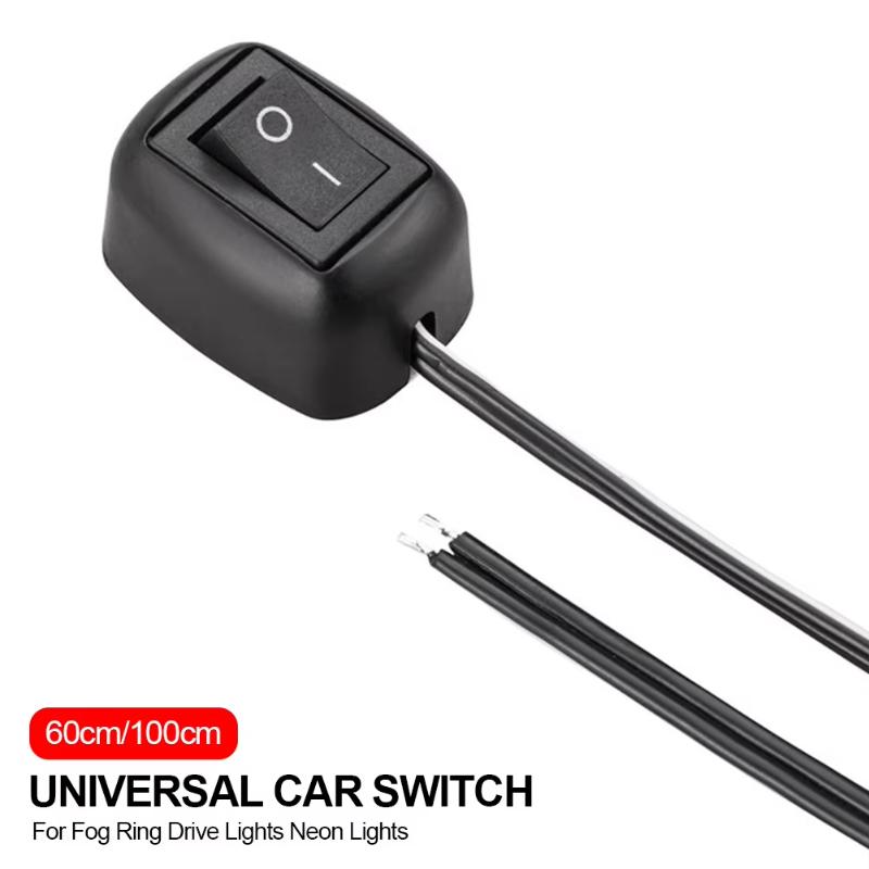 Universal Power Off Switch with Cable 60cm Car Button Switch DC 12V/24V Battery Disconnect Switch for Fog Lamp Neon Lights