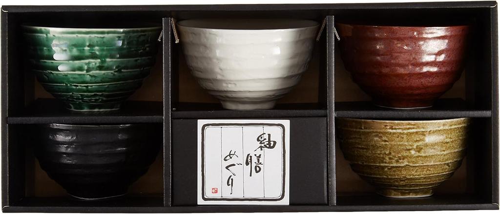 Ochazuke-set med diameter x höjd glaserad Zen Meguri Ochazuke-set av Mino tillverkat i Japan Ale-nätskålar, 5, 11,8 7,4 cm, skålar, 5, porslin, vara,
