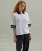 MANAVIS7 Striped Rib Collar T-Shirt White