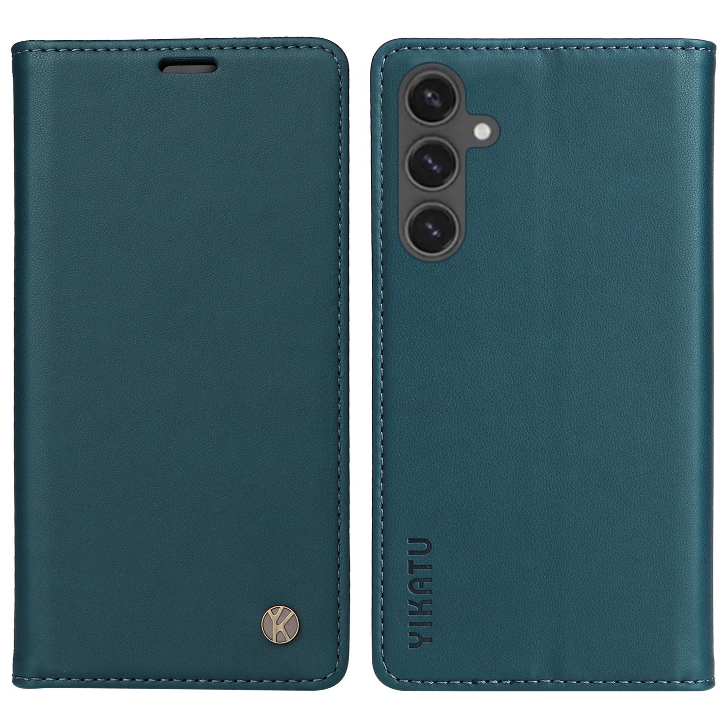 

YIKATU YK-001 For Samsung Galaxy S24 FE Case Stand Magnetic Absorption Leather Phone Cover Green