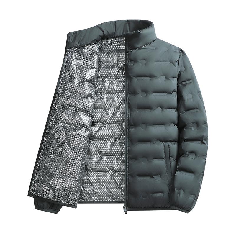 Men White Duck Down Jacket Men's Lightweight Puffer Jacket Thermal  Down Coat Stand Collar Full Zip Up Winter Coat Graphene Self-heating Down Jacket