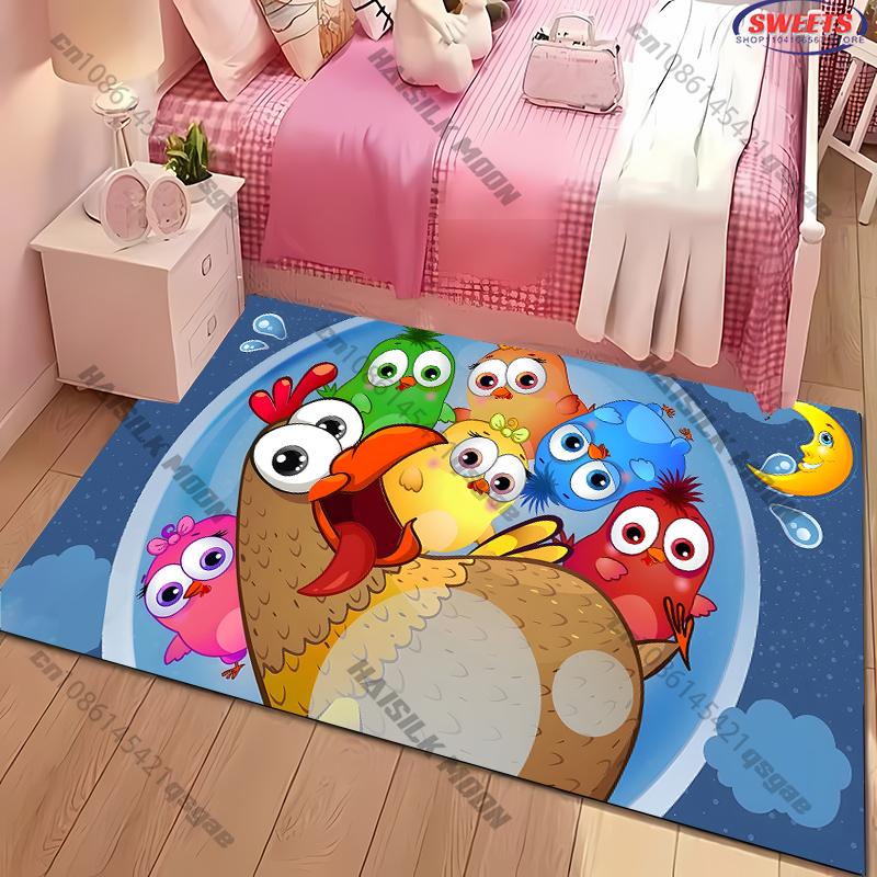 Super niedlicher dekorativer Teppich für Kinderzimmer, Teppich mit Vogelmotiv, rutschfest, schallisolierend, Fußmatte für Wohnzimmer, Schlafzimmer, Eingangsbereich
