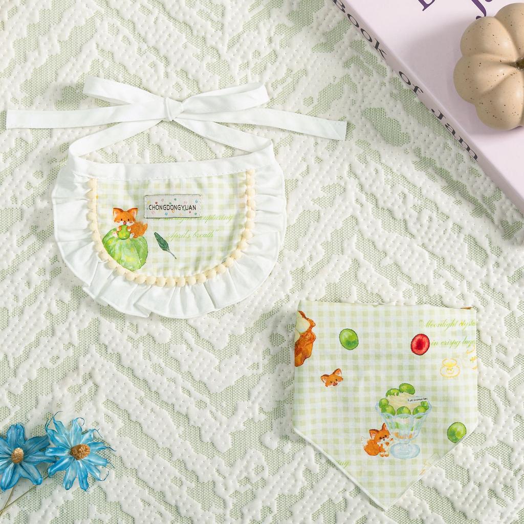 Pet Cute Dog Cotton Printed Small Bib Pet Saliva Towel Teddy Pomeranian Scarf Cat Jewelry Dog Supplies