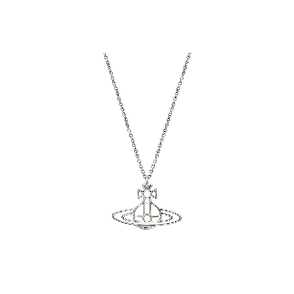 

Vivienne Westwood Thin Lines Saturn Pendant Short Necklace Unisex necklace Brass Silver 63020260W003W003 Box
