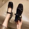 Large size women's shoes 41-43 wide fat feet small fragrant silver Mary Jane shoes summer retro square head with skirt single shoes