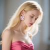 Alloy Geometric Floral Earrings For Women With Electroplated Finish And Irregular Design