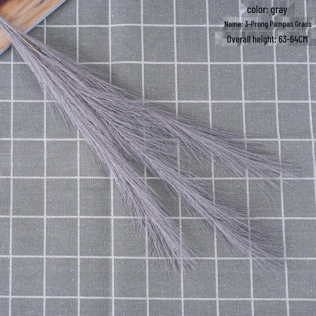 INS Style 3-Prong Pampas Grass and Rose Artificial Bouquet for Home Decor