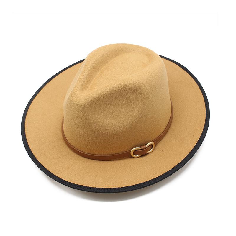 Men'S And Women'S Woolen Top Hats, Jazz Hats, Retro White Hemmed Woolen Hats, Flat Brims, Sunshade Eaves.