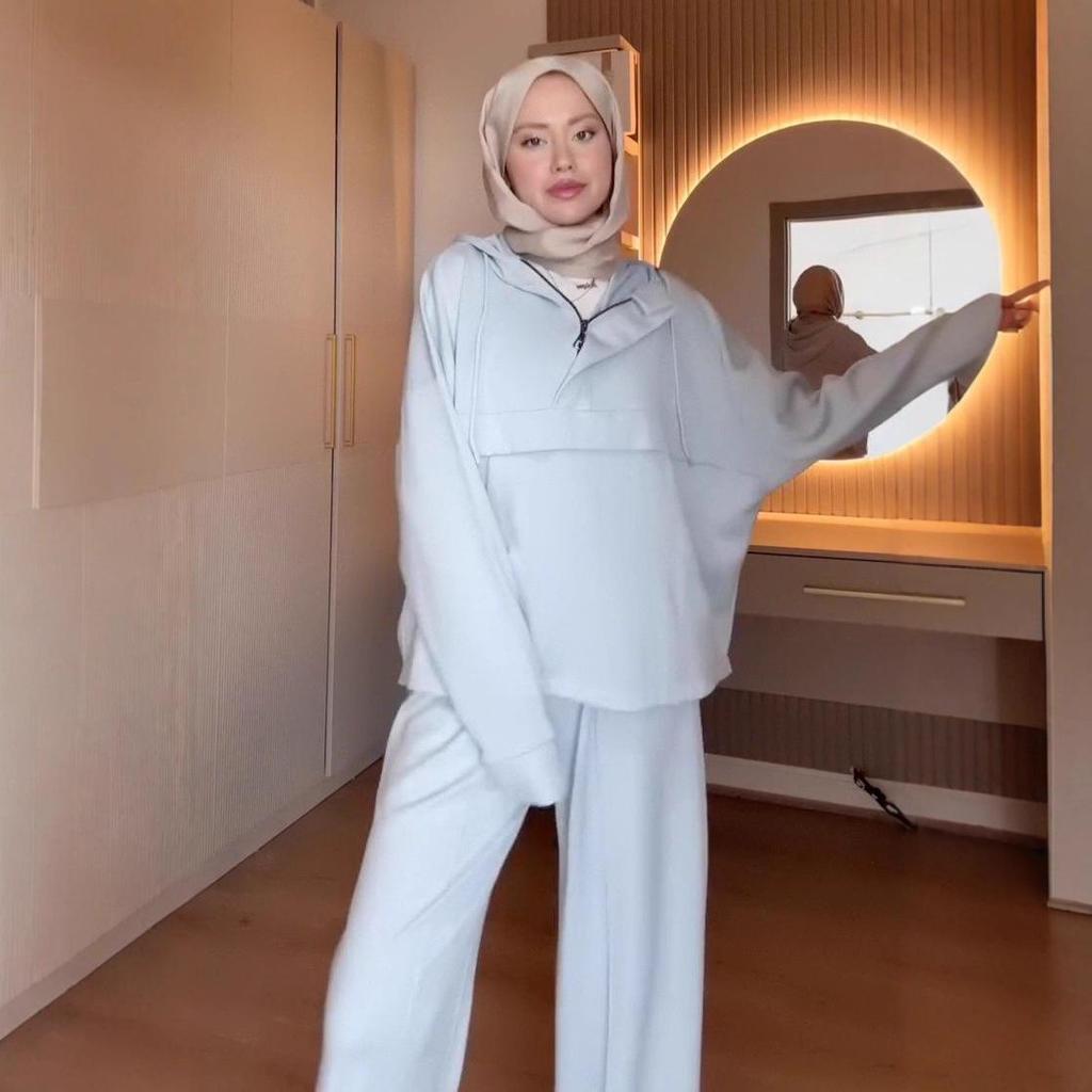 2025 Cross-Border Women's Half-Zip Top & Long Sleeve Casual Pants Fashion Set