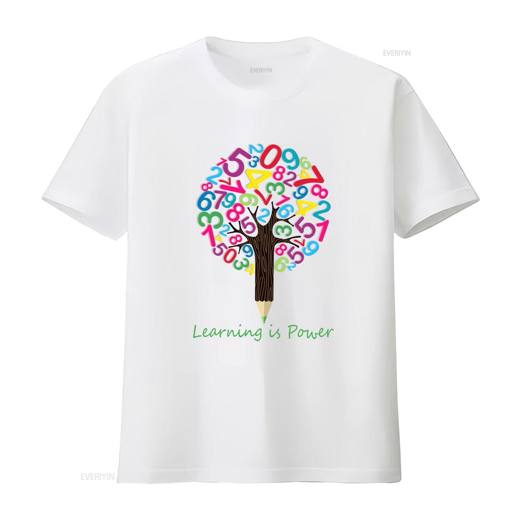 National Numeracy Day Maths Number Tree T Shirt for Boys Girls Kids Learning is Power Design vintage Washed Casual Soft
