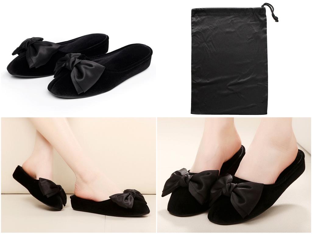 Portable Heeled Slippers with Storage Bag for Entrance and Class 4cm Heel to [MOON ROOM] Graduations, Ceremonies, Visits, (M (up approx. 23.5cm),
