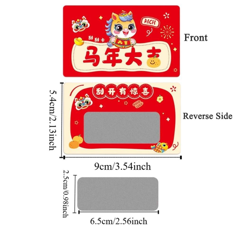 20pcs Zodiac Horse Vouchers Tickets Cartoon Surprise Lucky Cards Scratch-off Cards Decoration