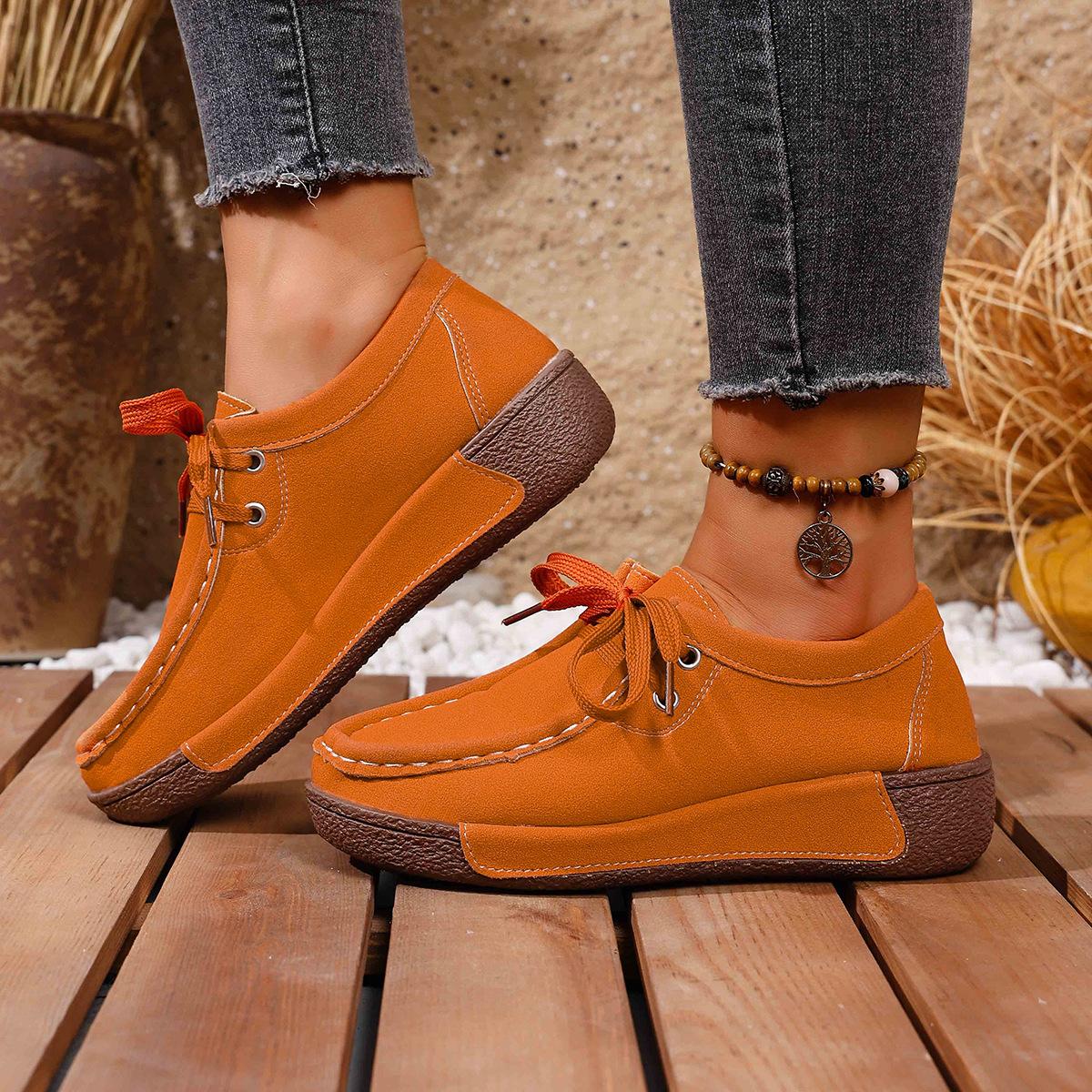 

Comemore Spring Autumn Thick Bottom Platform Sneakers Women Shoes Round Toe Lace Up Suede Casual Comfortable Shoes for Women 36