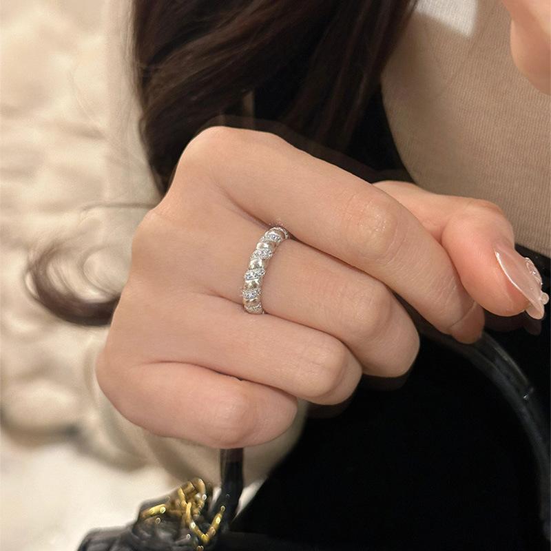 ins wind love zircon ring female flash diamond open index finger ring wholesale