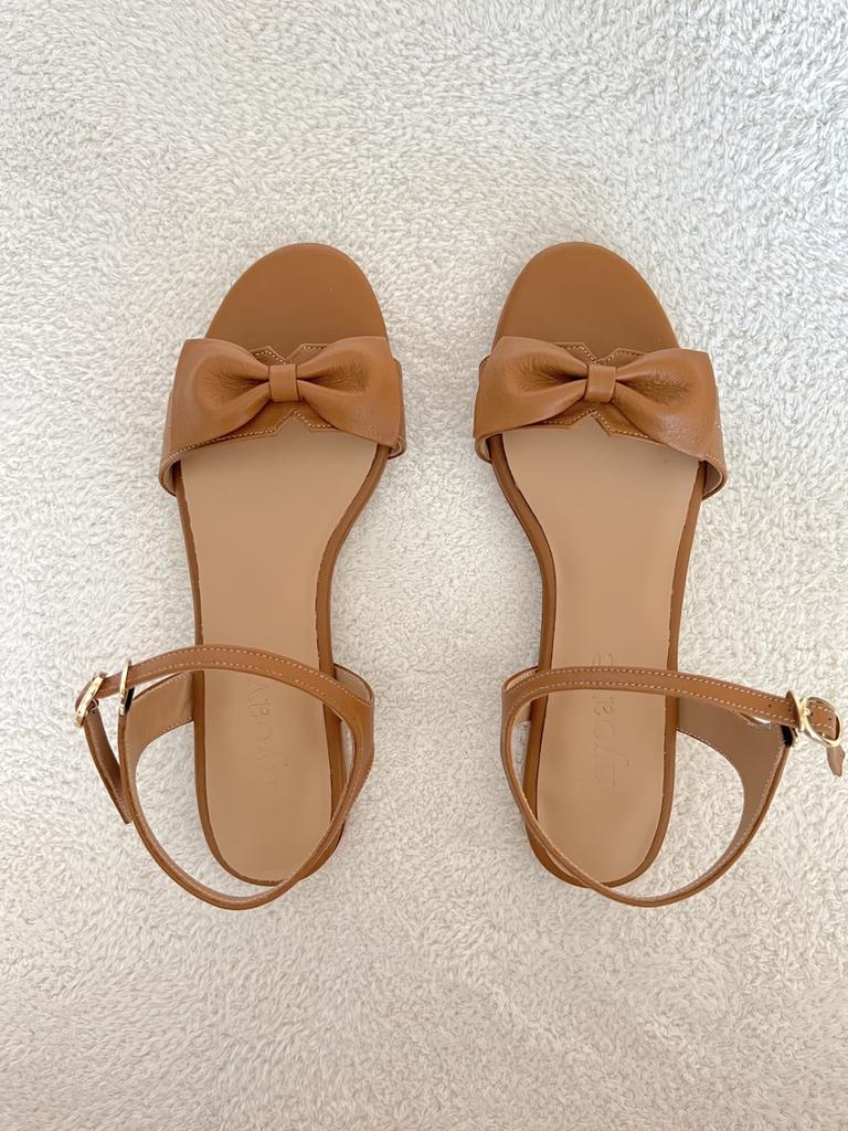 Hyoave Blair Ribbon Sandals - Camel Brown