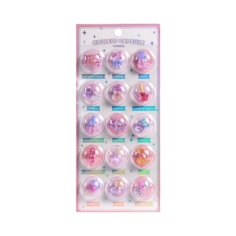 3 Pcs/6 Pcs Random 3D Creative Space Food Cartoon Round Relief Stickers Scrapbooking Diy Journal Cute Stationery Sticker