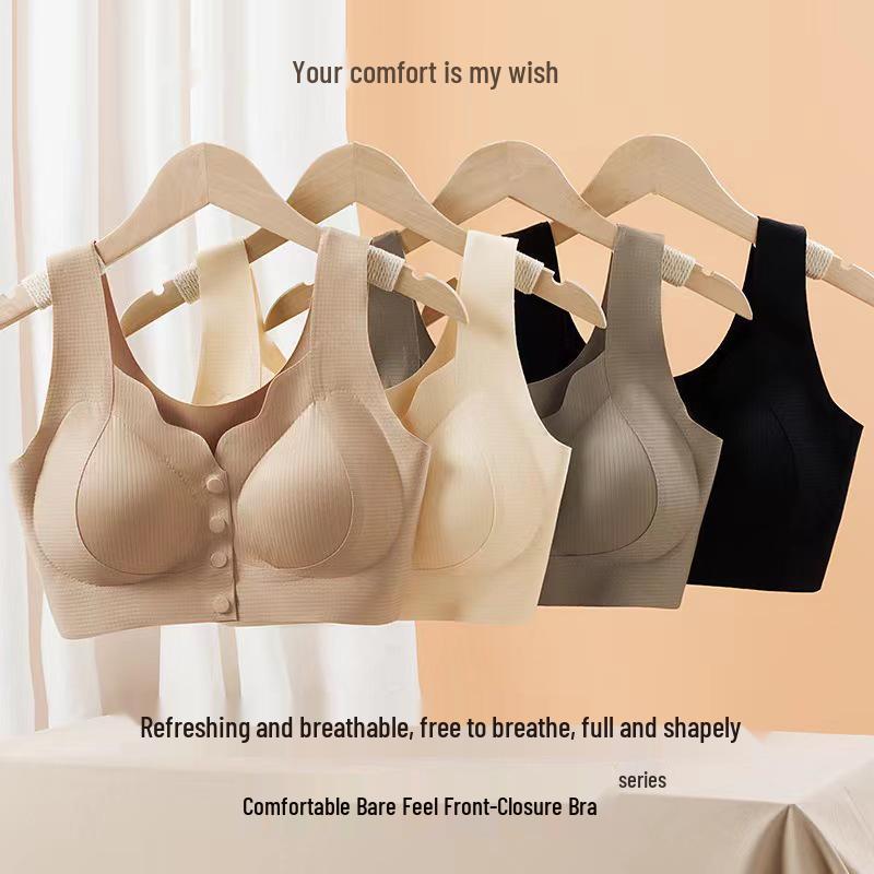 Plus Size Seamless Front Closure Push-Up Sports Bra for Small Breasts