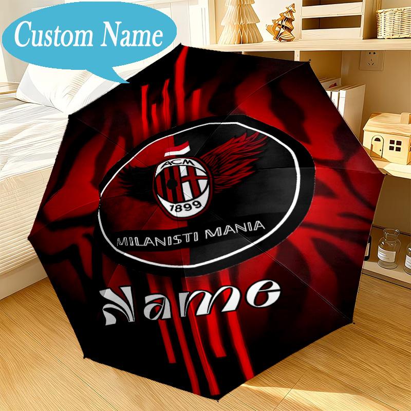 Custom Name Umbrella AC-Milan Emblem Umbrella 8-Frame for Travel, Camping, Casual Lightweight Portable, Essential for Family Gifts