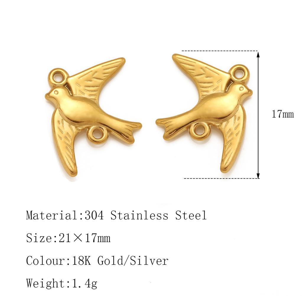 3Pcs Flower&Insect Charms Stainless Steel Exquisite Butterfly/Bee/Rose/Scarab Pendant Necklace Earring Dangle DIY Jewelry Making