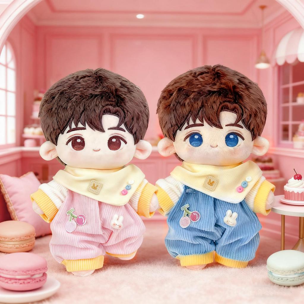 Pluche Kleding Set voor Kleine 10cm Pluche Poppen, Hoofddeksel Verkleedkostuum (Roze)