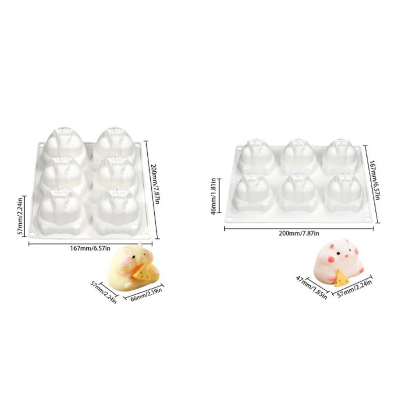 6Cavity Little Hamster Silicone Molds Mousse Cake Molds Home Bakings DIY Supplies