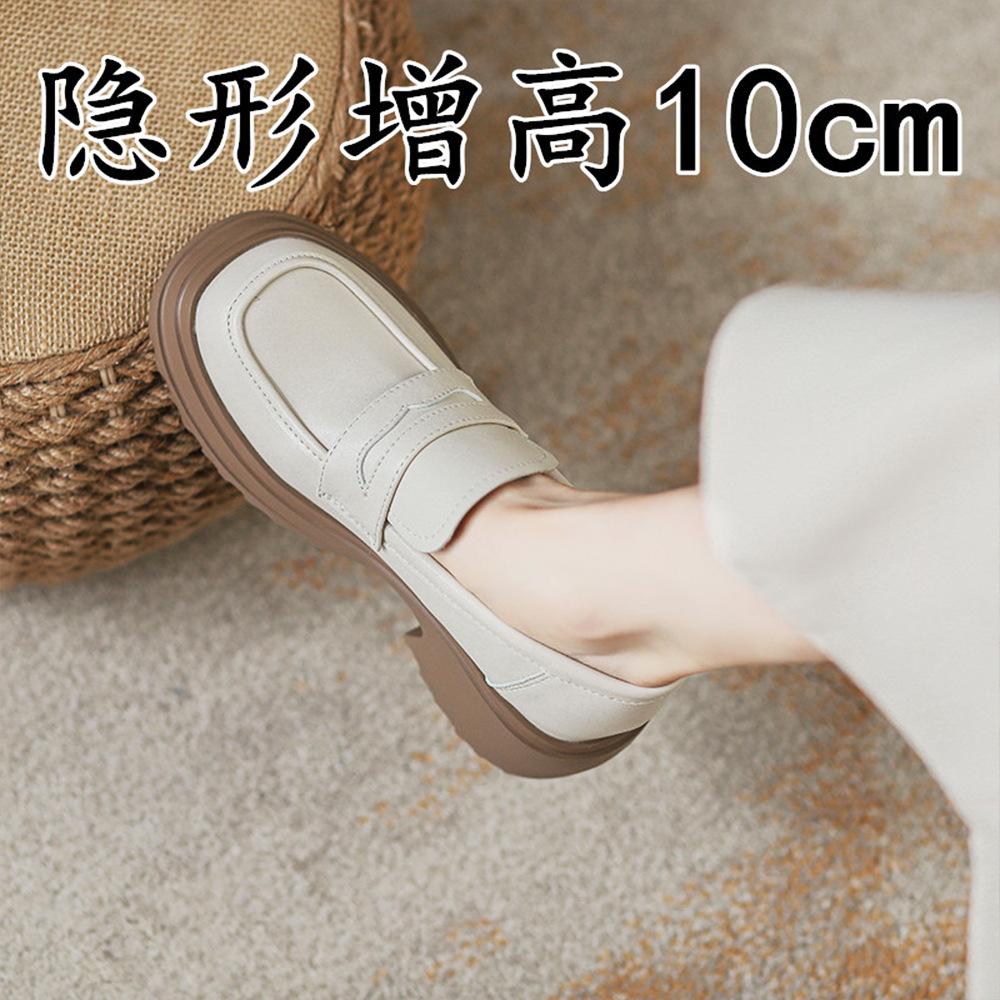 

Маленькие кожаные туфли на толстой подошве, женские маленькие туфли-маффины в стиле JK, студенческие одинарные туфли увеличивают рост, в британском стиле 39 абрикосовый