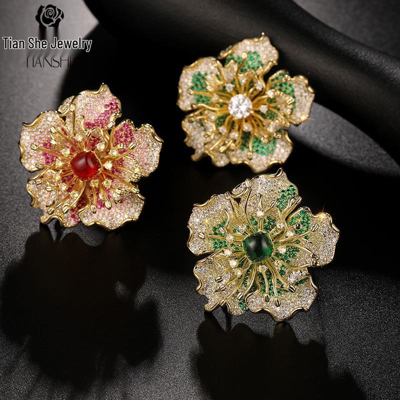

Tian She High-End Jewelry: Original Double-Layer Flower Brooch
