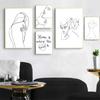 Wand Kunst Leinwand Malerei Nordic Poster Drucke Abstrakte Linie Zeichnung Liebe Kuss Sexy Mädchen Bilder Wohnzimmer Wohnkultur Modulare