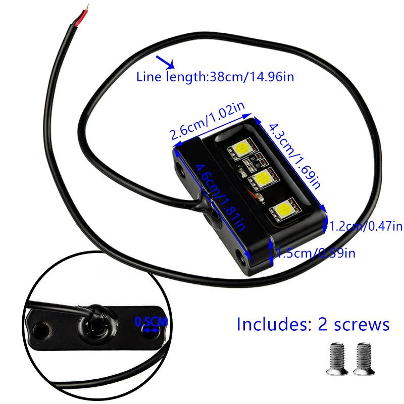 1Pc Motorcycle License Plate Light Led Mini 12V Cnc Aluminum Alloy Waterproof Rear Tail Motorbikes Light For License Plate Black