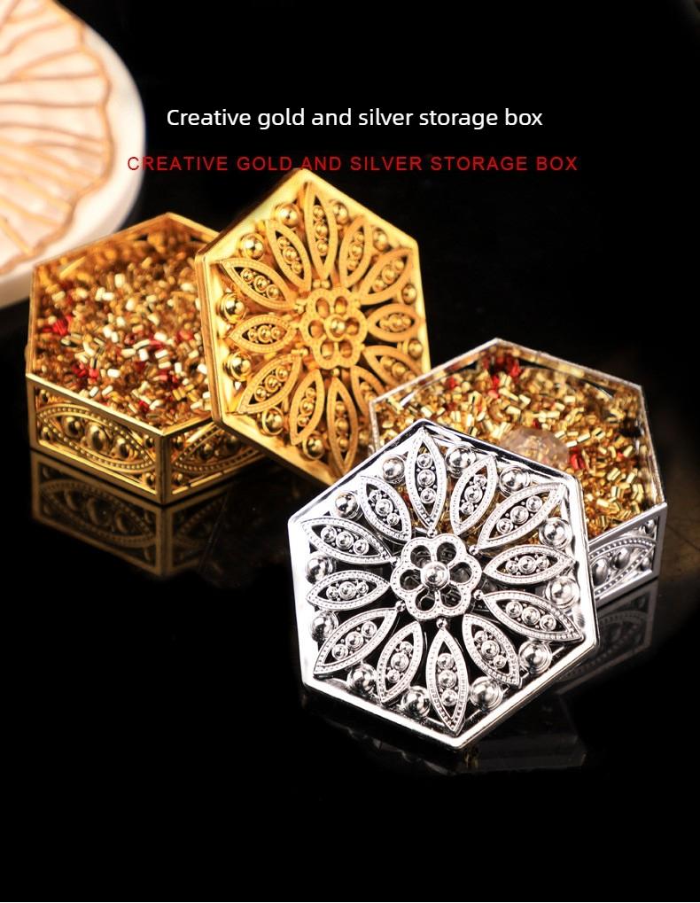 Golden Hexagonal Candy Box Wedding Storage Box Electroplated Wedding Candy Box Exquisite and Not Easily Deformed Party Gift Box