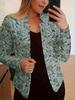 1116 Vintage printed casual long-sleeved open blazer for women's clothing for office and work