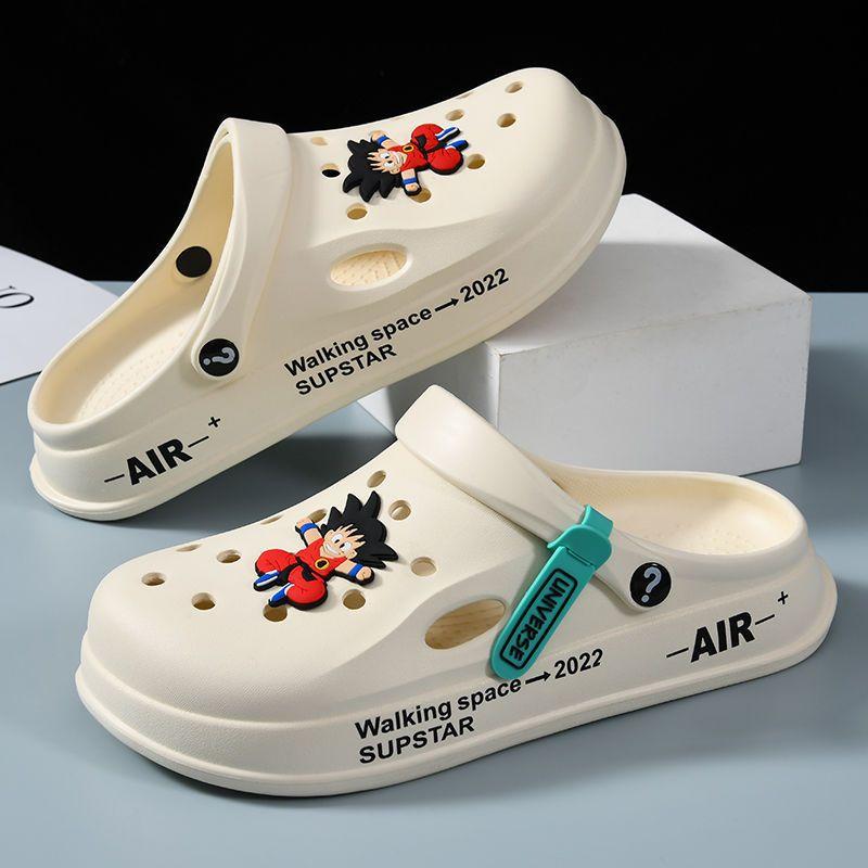 Hole Shoes Men's New Year Couple Platform Slippers Bag Head Sandals Non-slip Casual Soft-soled Beach Shoes Men