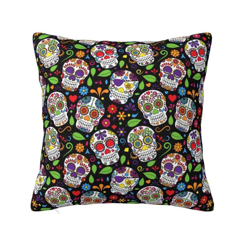 

Day Of The Dead Floral Cushion Cover 40x40cm Halloween Sugar Skull Velvet Luxury Pillow Case Living Room Decoration 30x30cm 12x12in